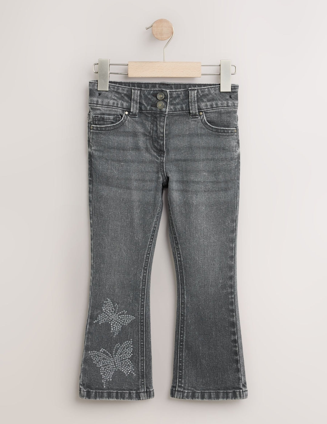 Charcoal Grey Diamante Butterfly
Flared Jeans