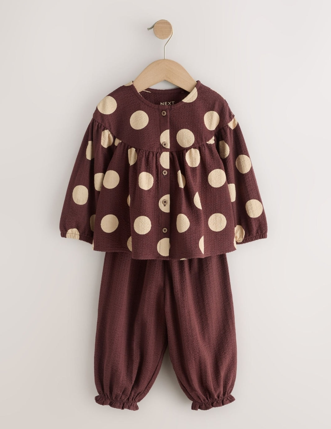 Brown/Cream Long Sleeve Blouse and Bloomer Trousers Set