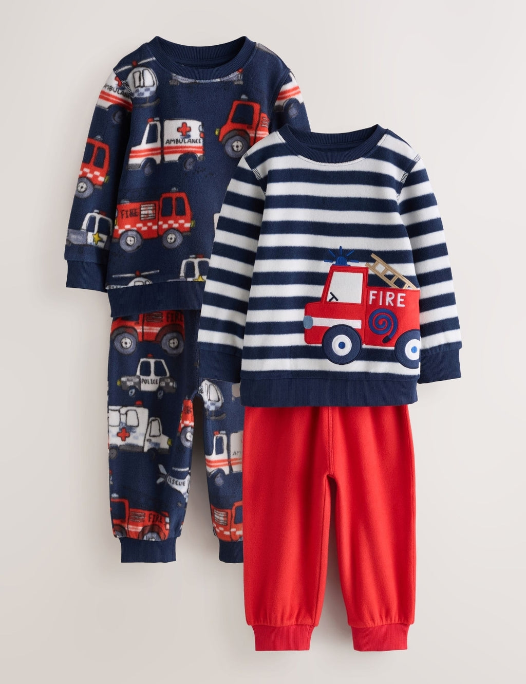 Navy Emergency Vehicles Cosy Fleece Pyjamas 2 Pack
