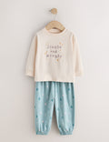 Turq/Cream Christmas Joggers Pyjamas Pack