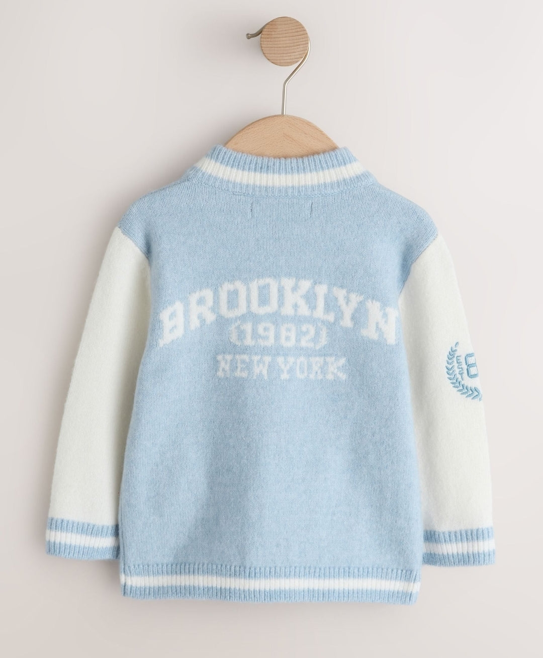 Blue Zip Through Varsity Bomber Cardigan