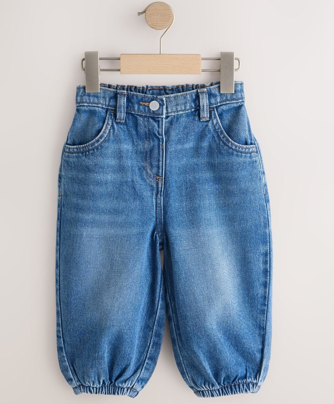 Mid Wash Denim Barrel Jeans