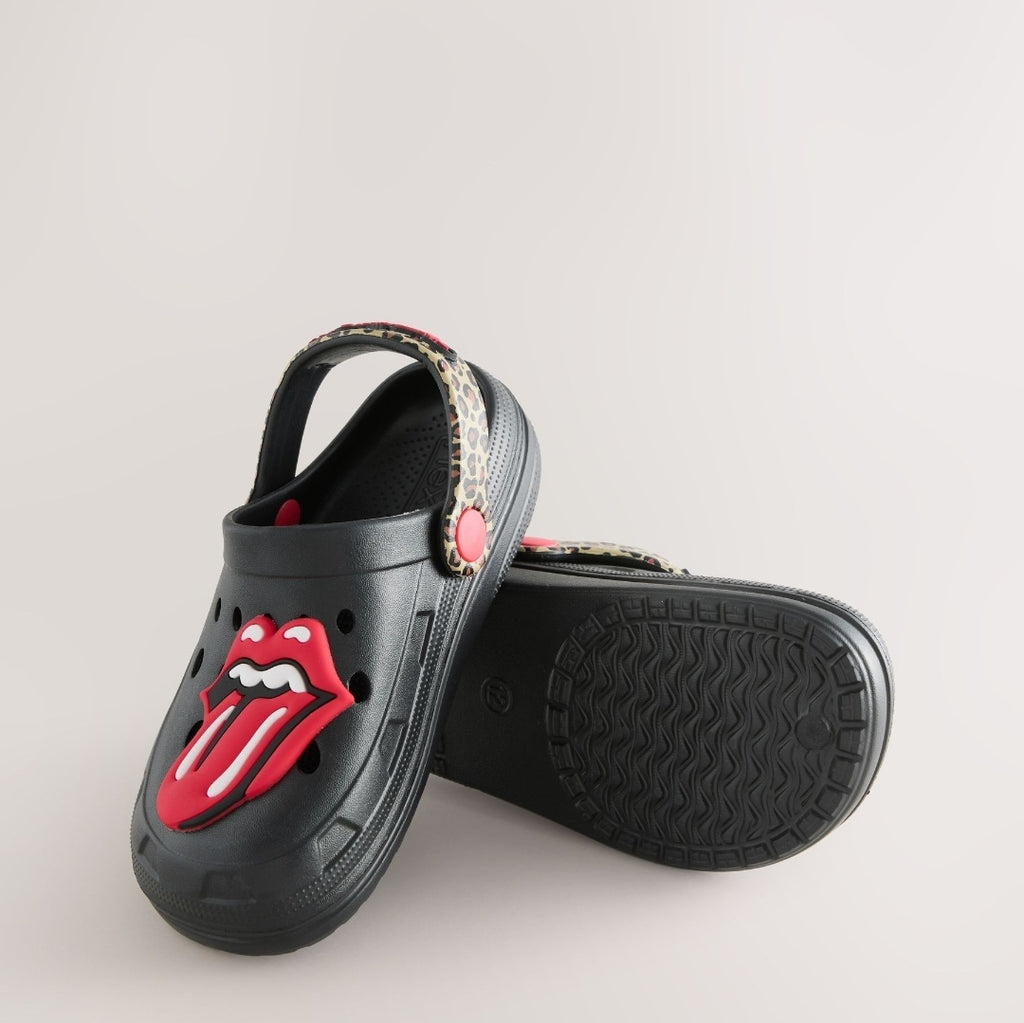Black The Rolling Stones Clogs