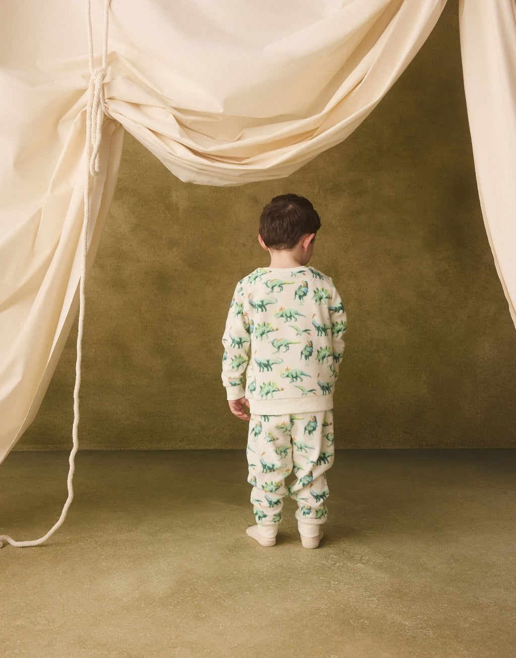 Ecru/Green Cath Kidston Dinosaur Single Cosy Fleece Pyjamas