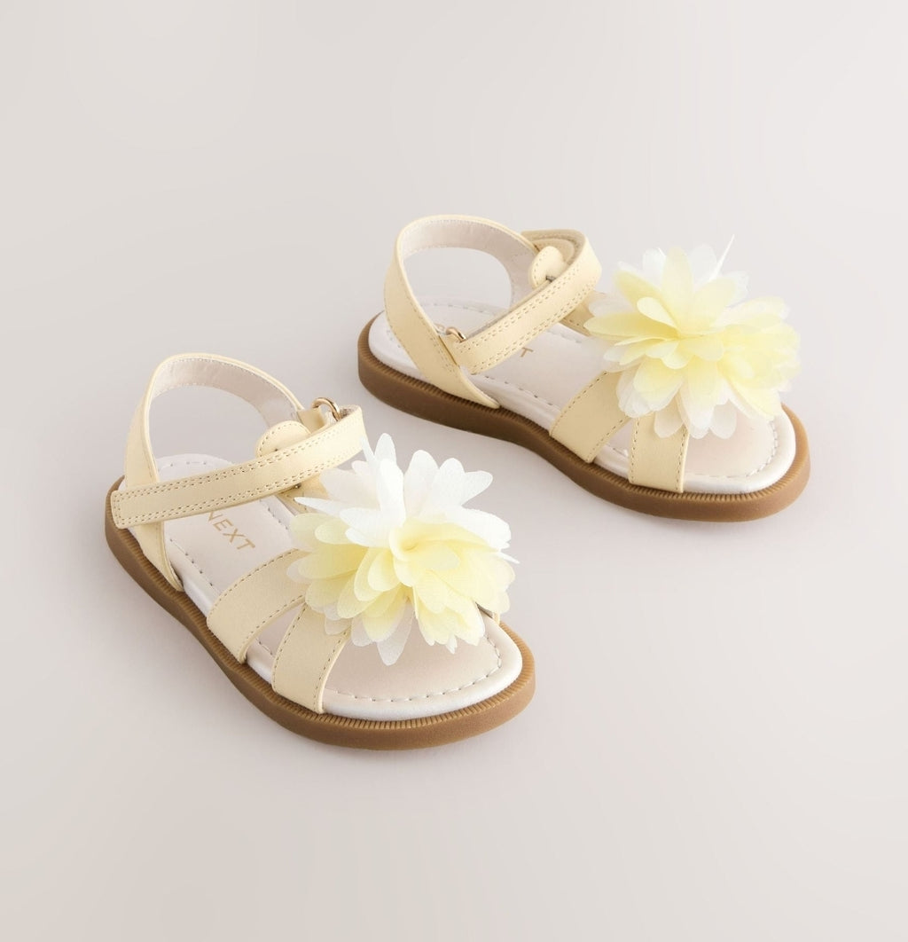 Lemon Yellow Flower Corsage Sandals