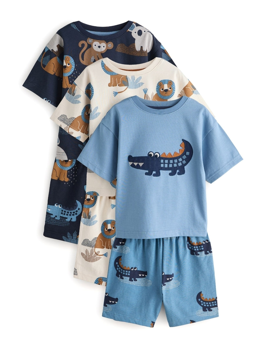 Blue/Ecru Safari Animal Short
Pyjamas 3 Pack