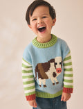Multi Bright Cow Character Knitted 
Crew Neck Jumper