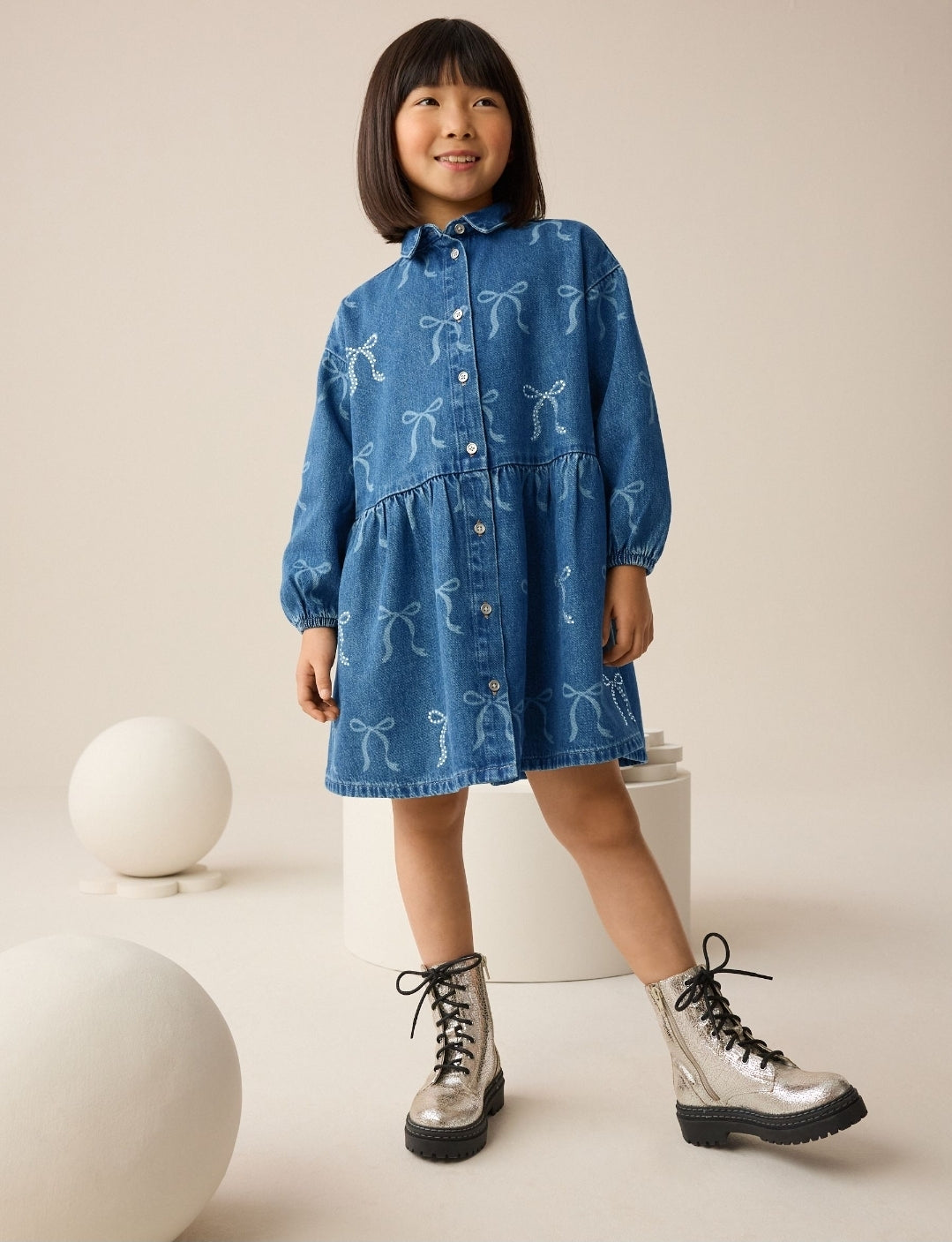 Blue Denim Bow Diamante Shirt
Dress