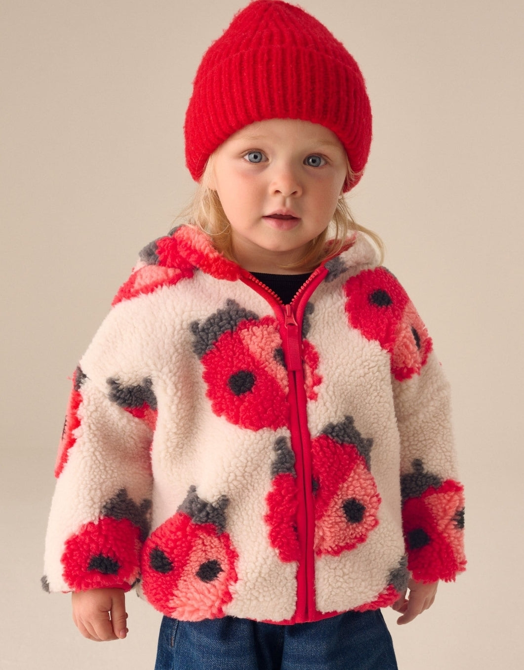 Cream Ladybird Hooded Zip UpFleece