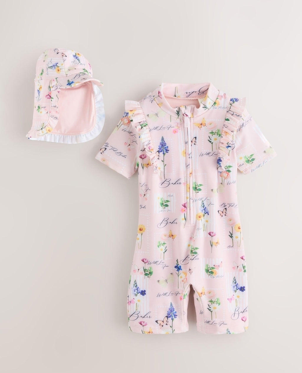 Baker by Ted Baker Floral
All-In-One Swimsuit & Hat Set