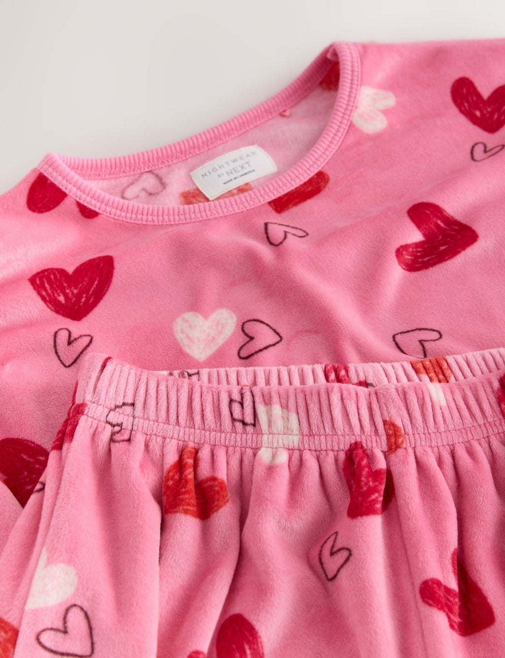 Pink/Red Heart Cosy Fleece Pyjamas