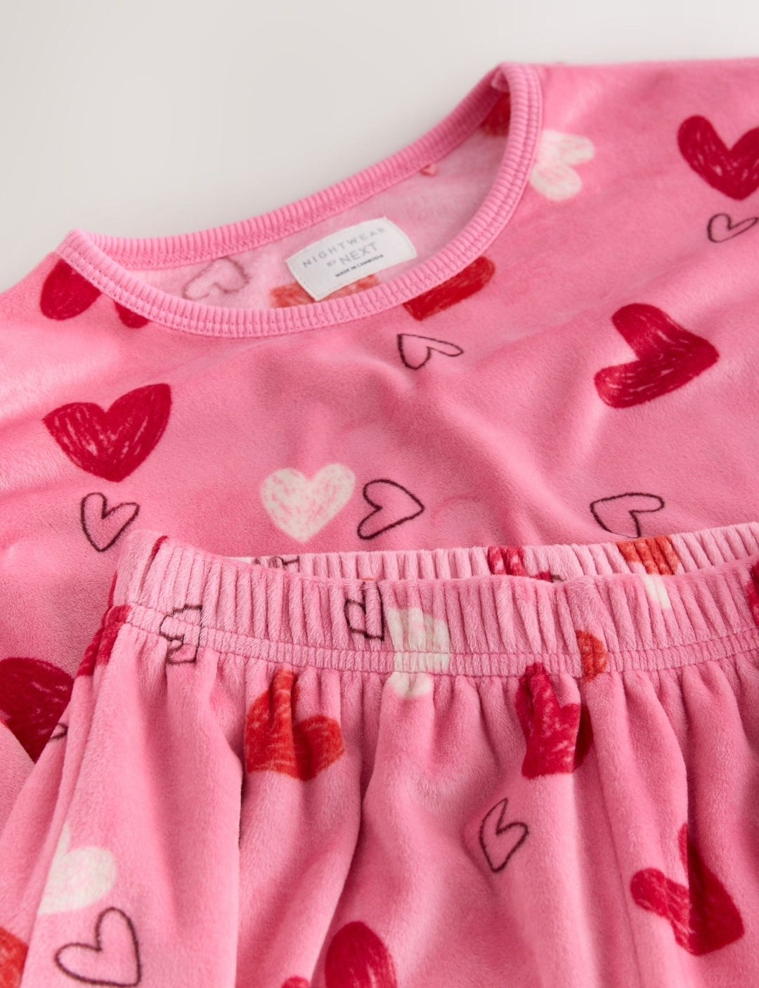 Pink/Red Heart Cosy Fleece Pyjamas