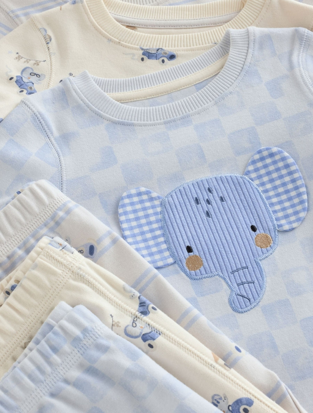 Blue/White Elephant Snuggle Pyjamas 3 Pack