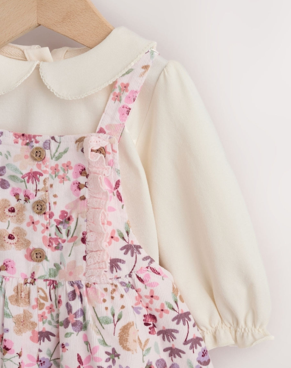 Pink Bunny Cord Baby Dungaree 2 Piece Set