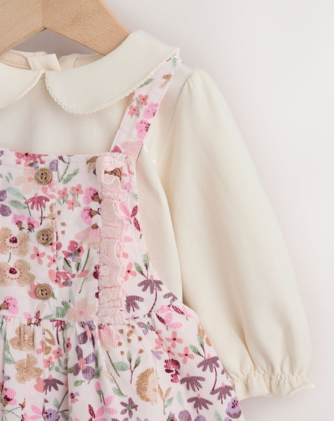 Pink Bunny Cord Baby Dungaree 2 Piece Set
