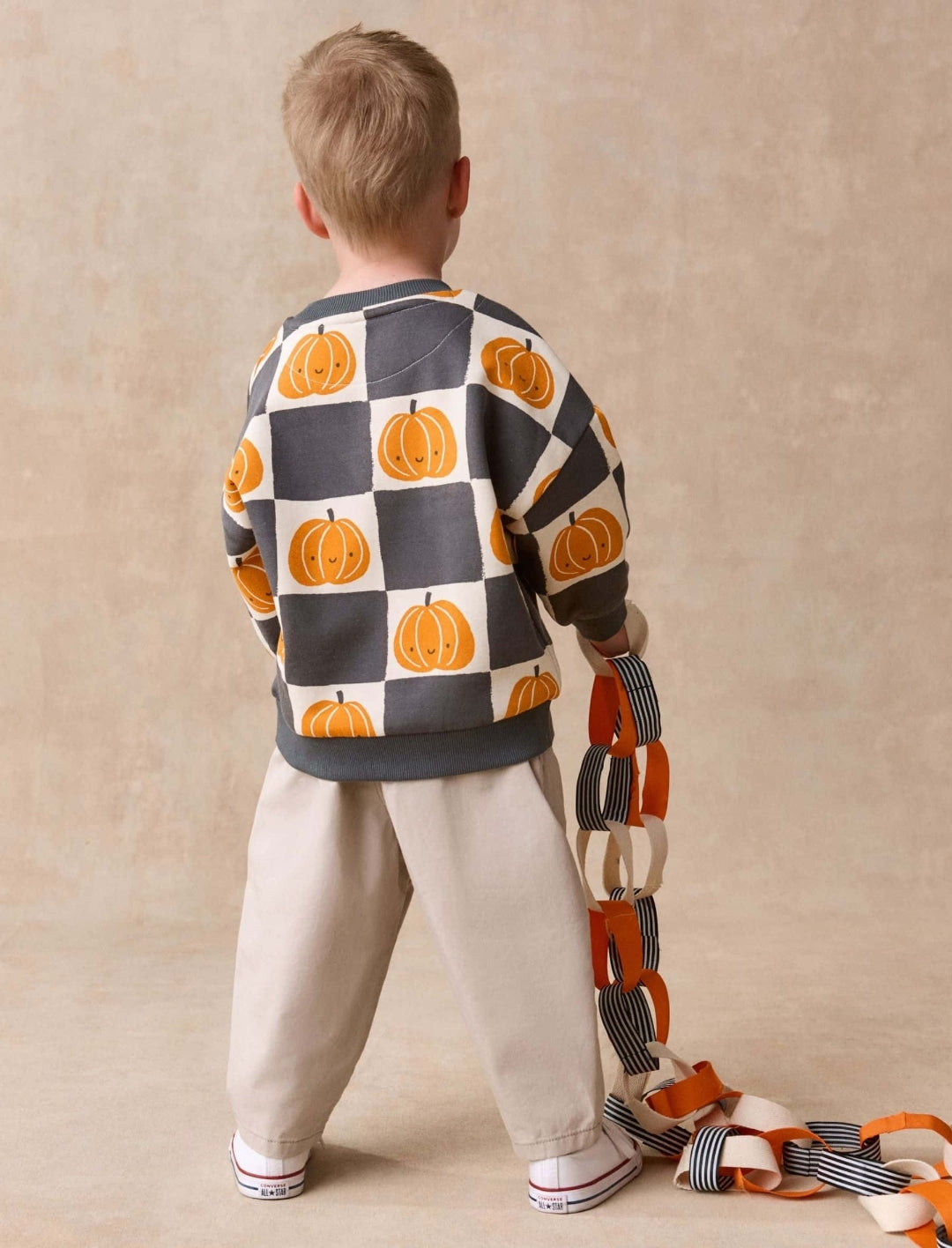 Grey/Cream Pumpkin All Over Printed
Crew Neck Sweat Top