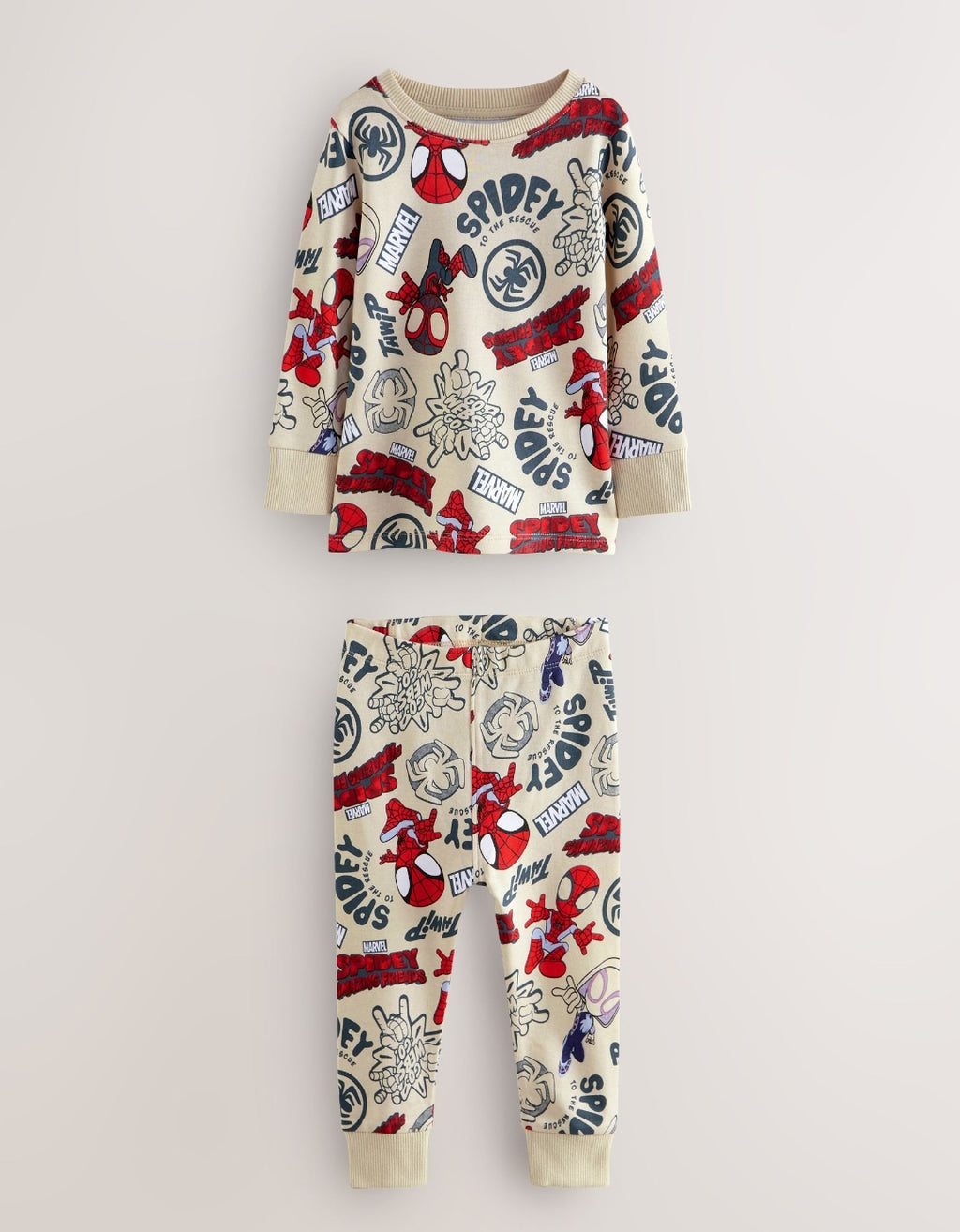 Spidey and Friends Red/Ecru Cream Snuggle Pyjamas 2 Pack