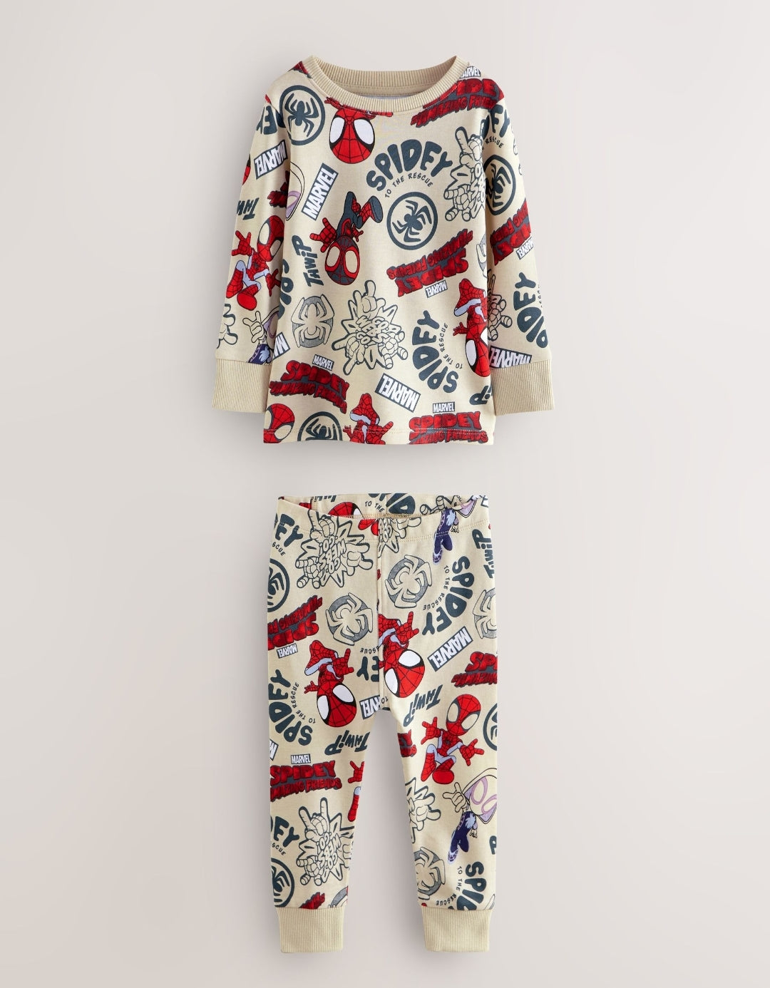 Spidey and Friends Red/Ecru Cream Snuggle Pyjamas 2 Pack