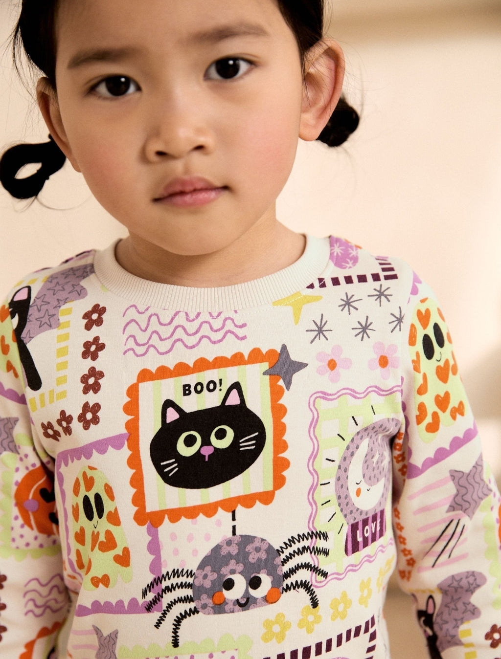 Multicoloured Patchwork Halloween Characters Snuggle Pyjamas