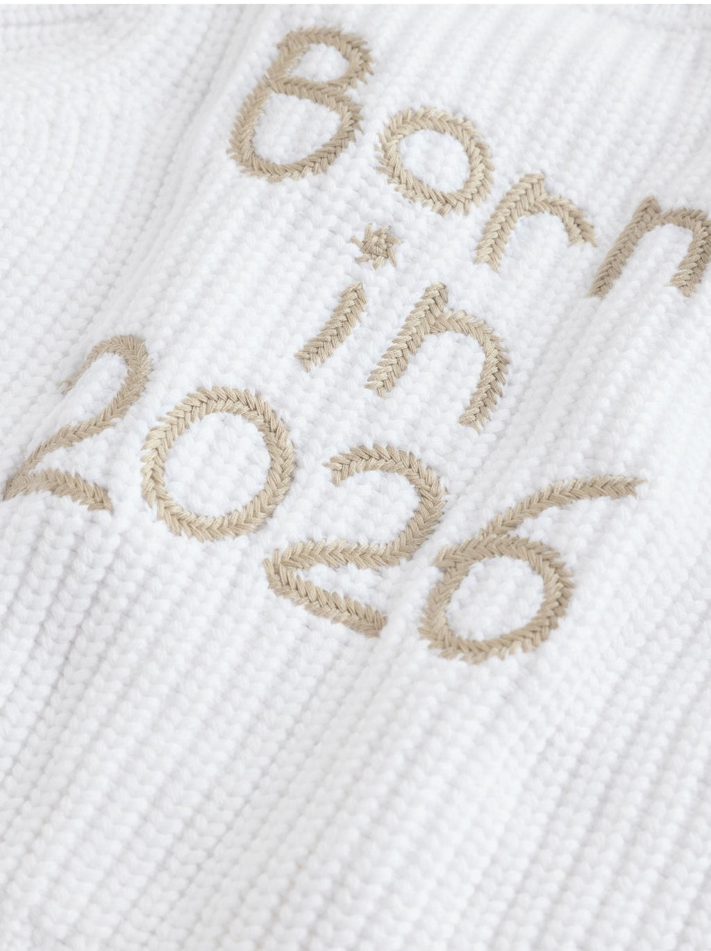 White Born In 2026 Baby Cardigan