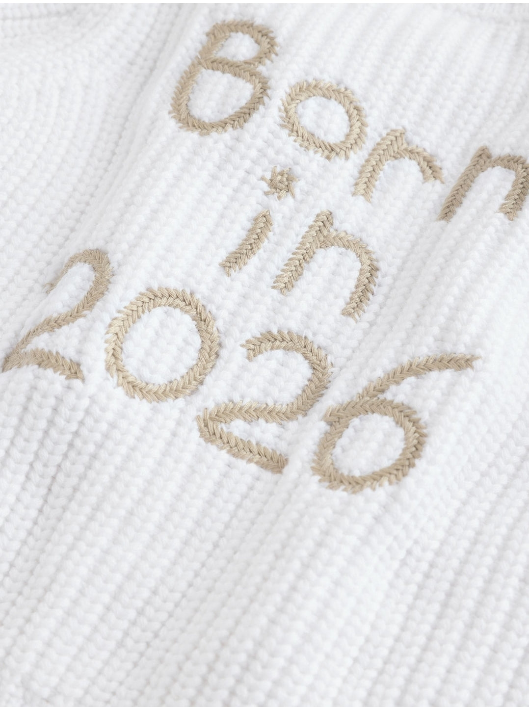 White Born In 2026 Baby Cardigan