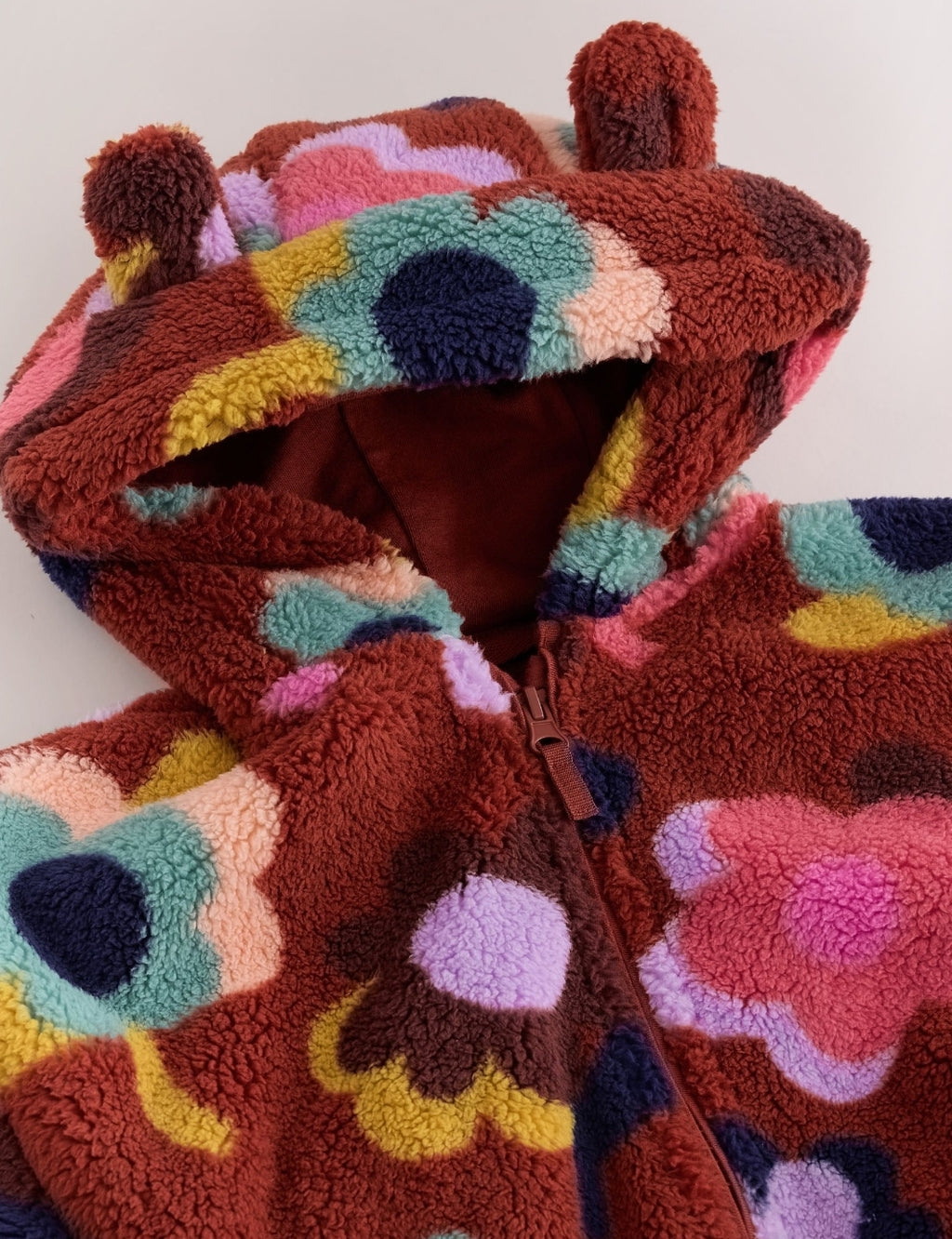 Brown Flower Zip Up Fleece