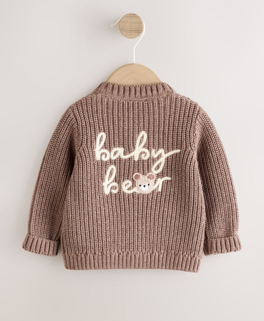 Brown Baby Bear Knitted
Embroidered Baby Cardigan