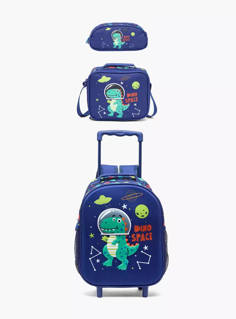 Juniors Dinosaur Print Trolley Bag for set 14 inches