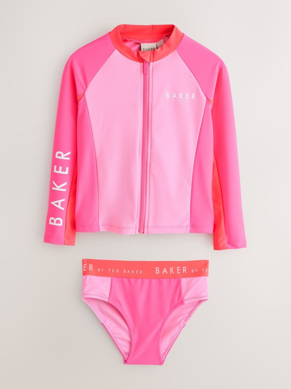 Baker by Ted Baker Pink Colour Block Rach 3 Piece Vest and Bikini
