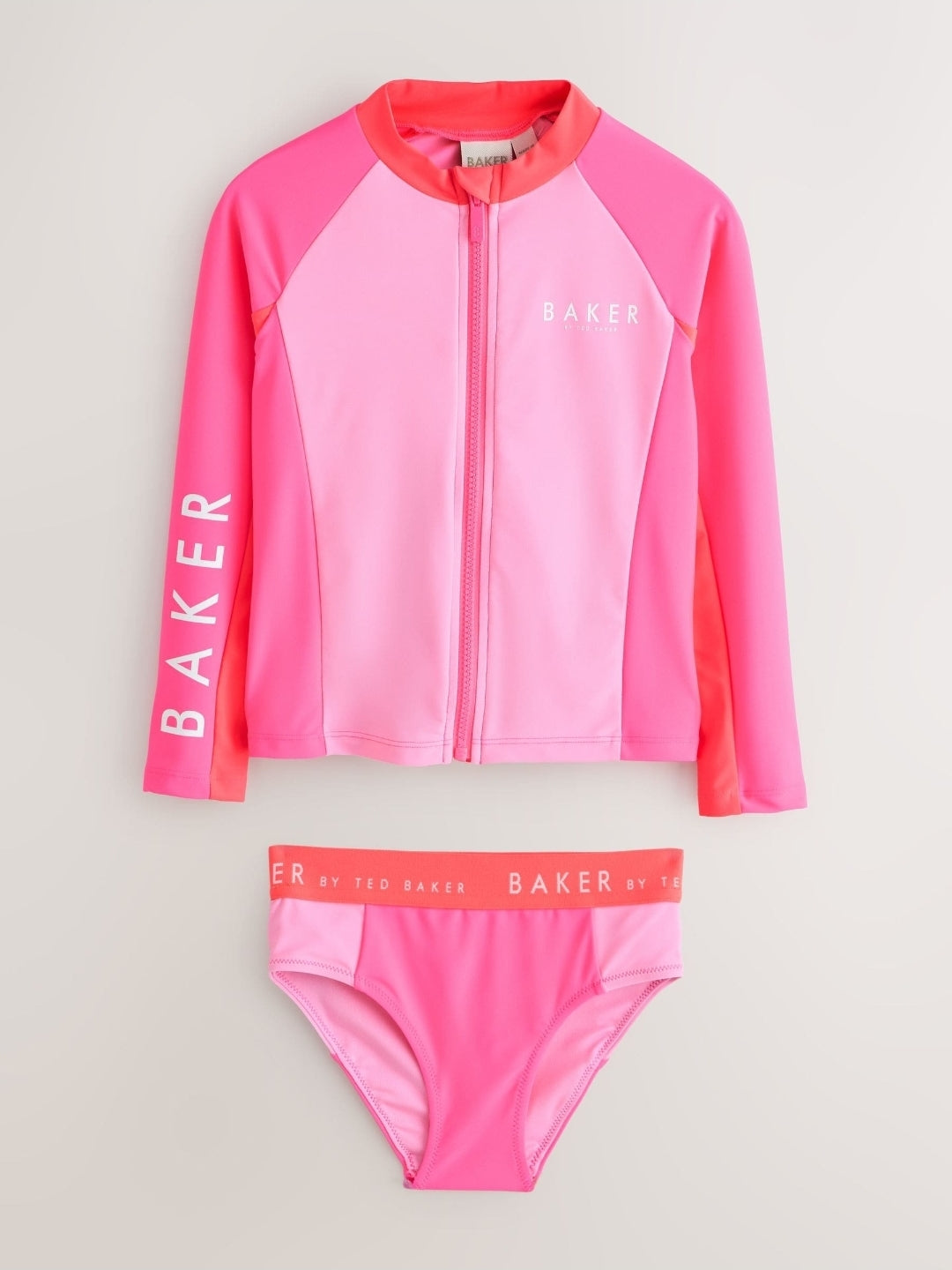 Baker by Ted Baker Pink Colour Block Rach 3 Piece Vest and Bikini