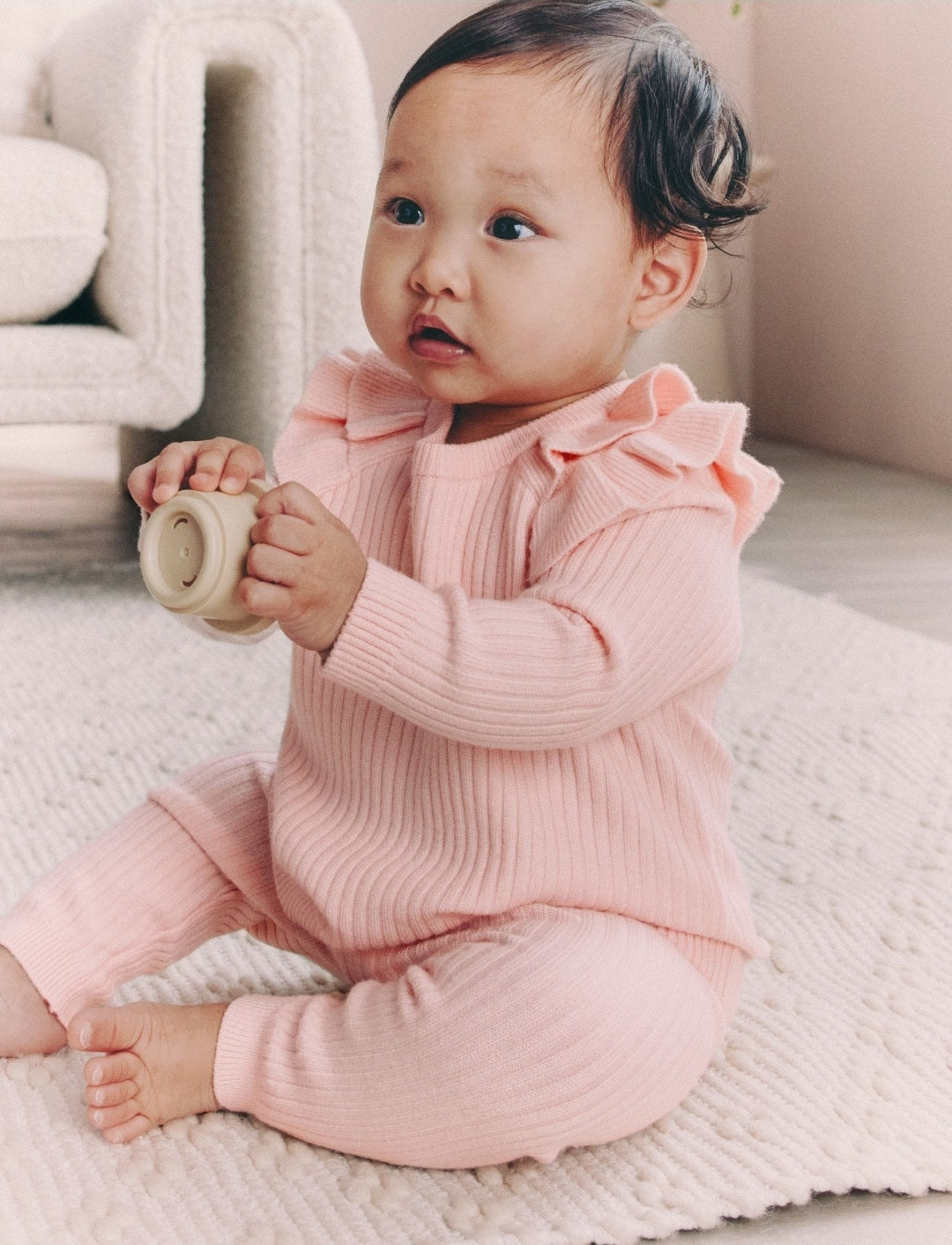 Light Pink Baby Knitted Jumper and Leggings Set 2 Piece