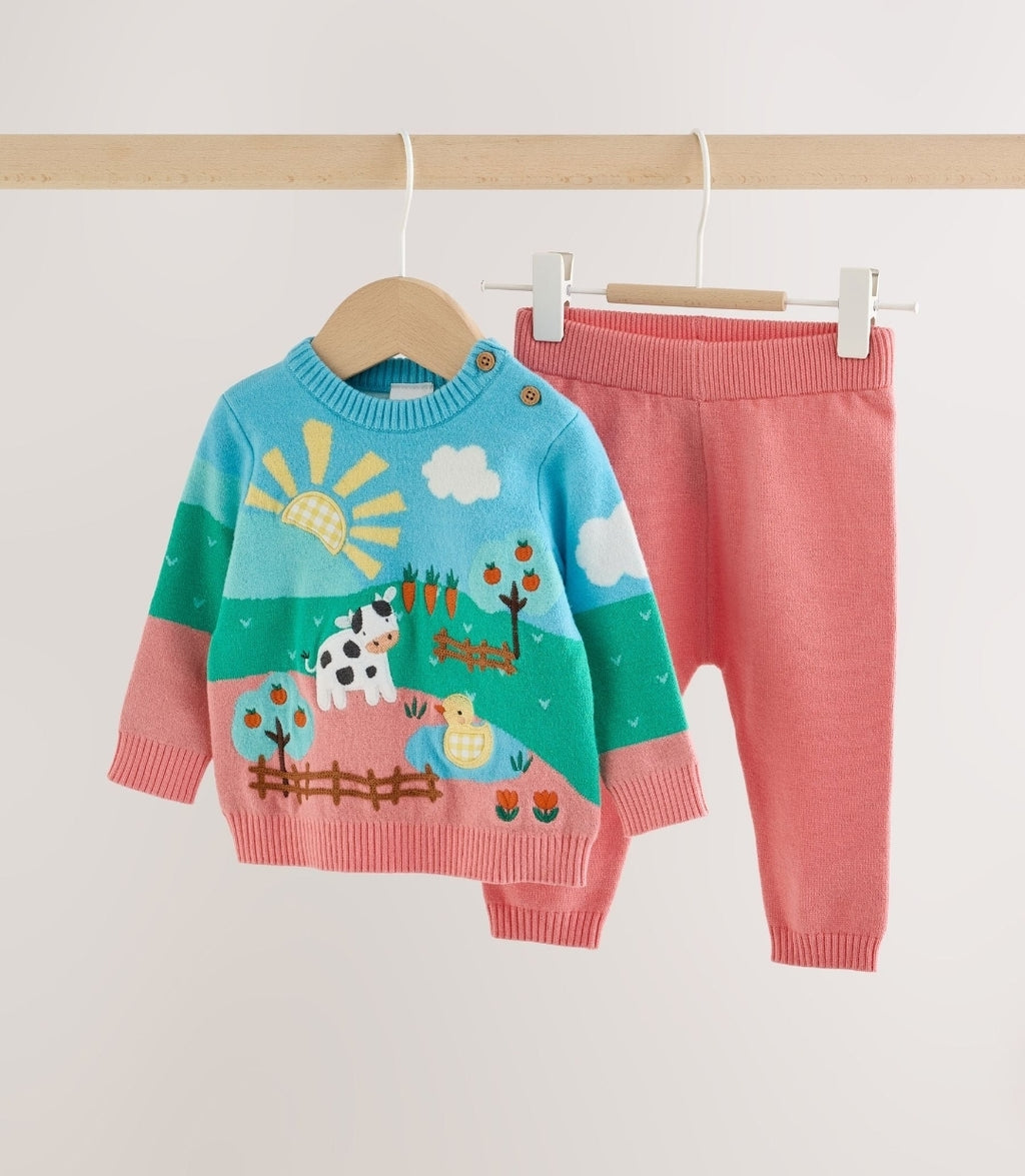 Bright Farm Character Knitted Scene Jumper and Leggings Baby