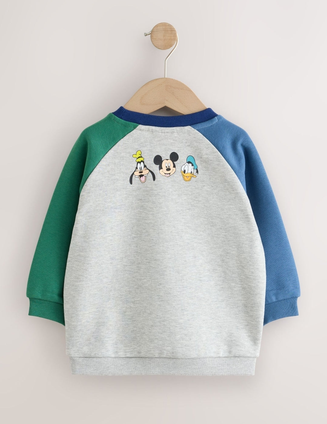 Grey Colour Block Mickey Mouse Printed Crew Sweatshirt