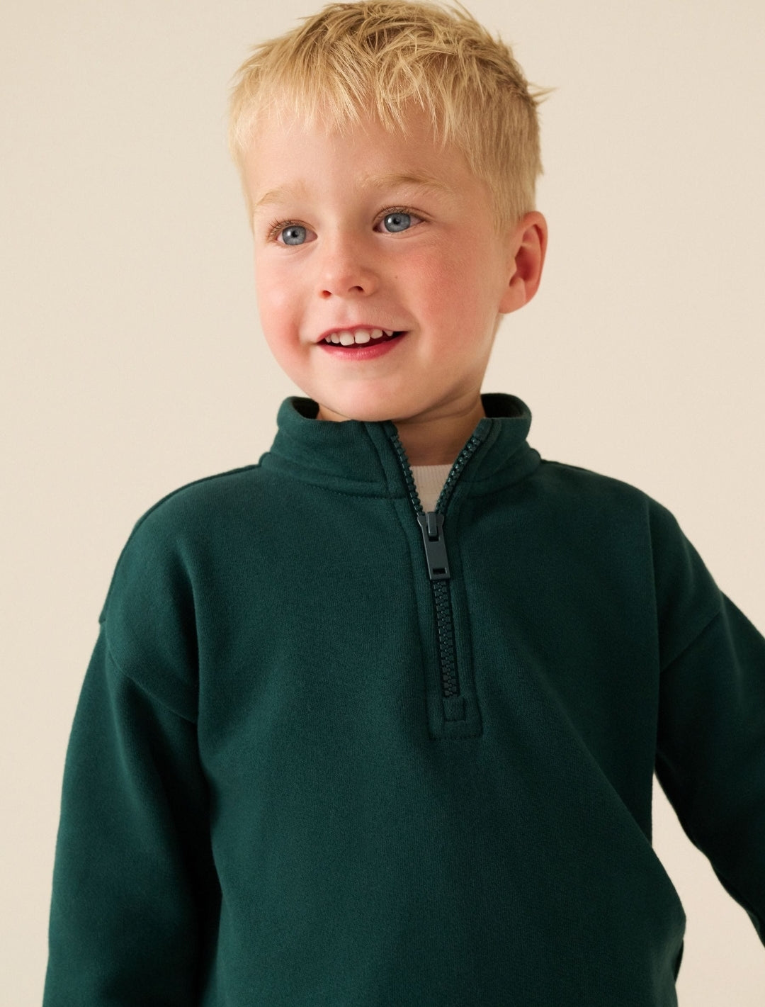Green Soft Touch Half Zip Neck Sweat
Top