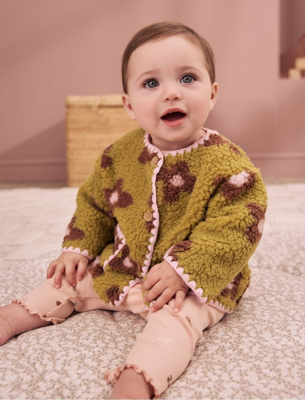 Citrine Floral Borg Button Through
Baby Jacket