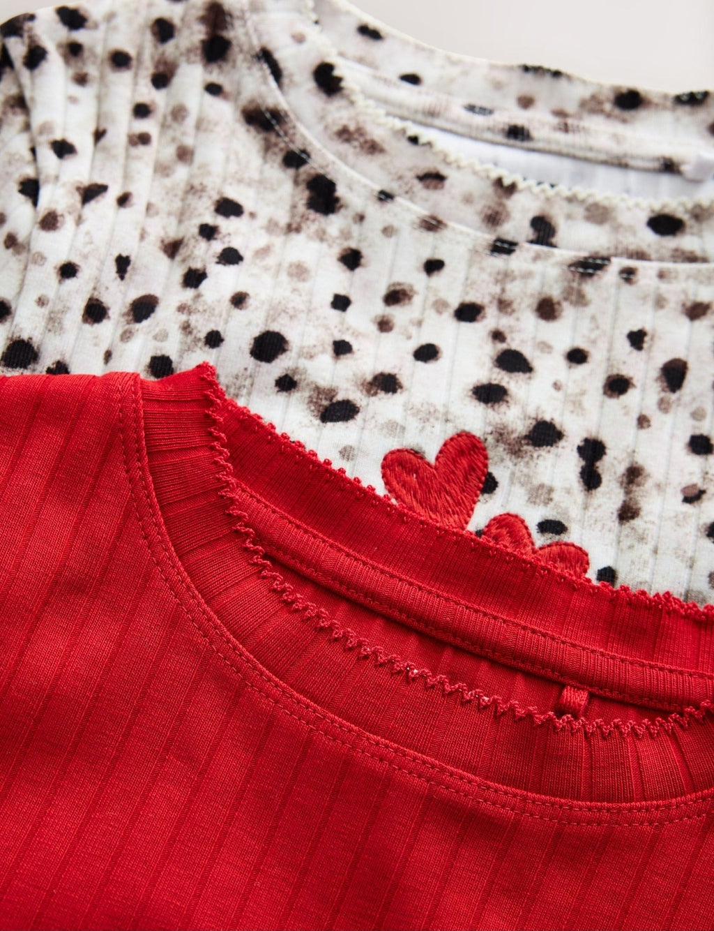 Red/Animal Ribbed Long Sleeve Tops 2 Pack