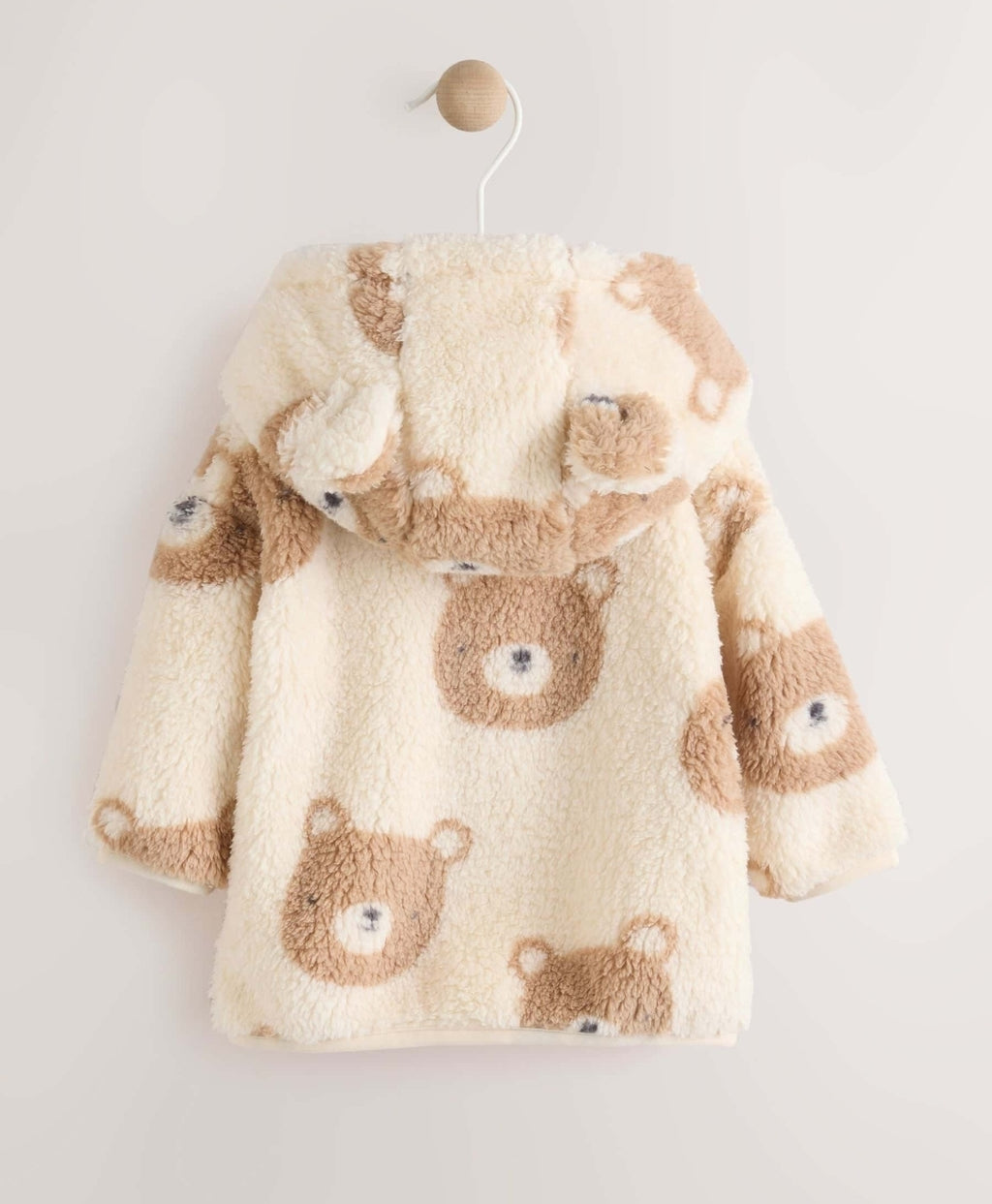 Natural Bear Face Fleece Baby Zip Jacket
