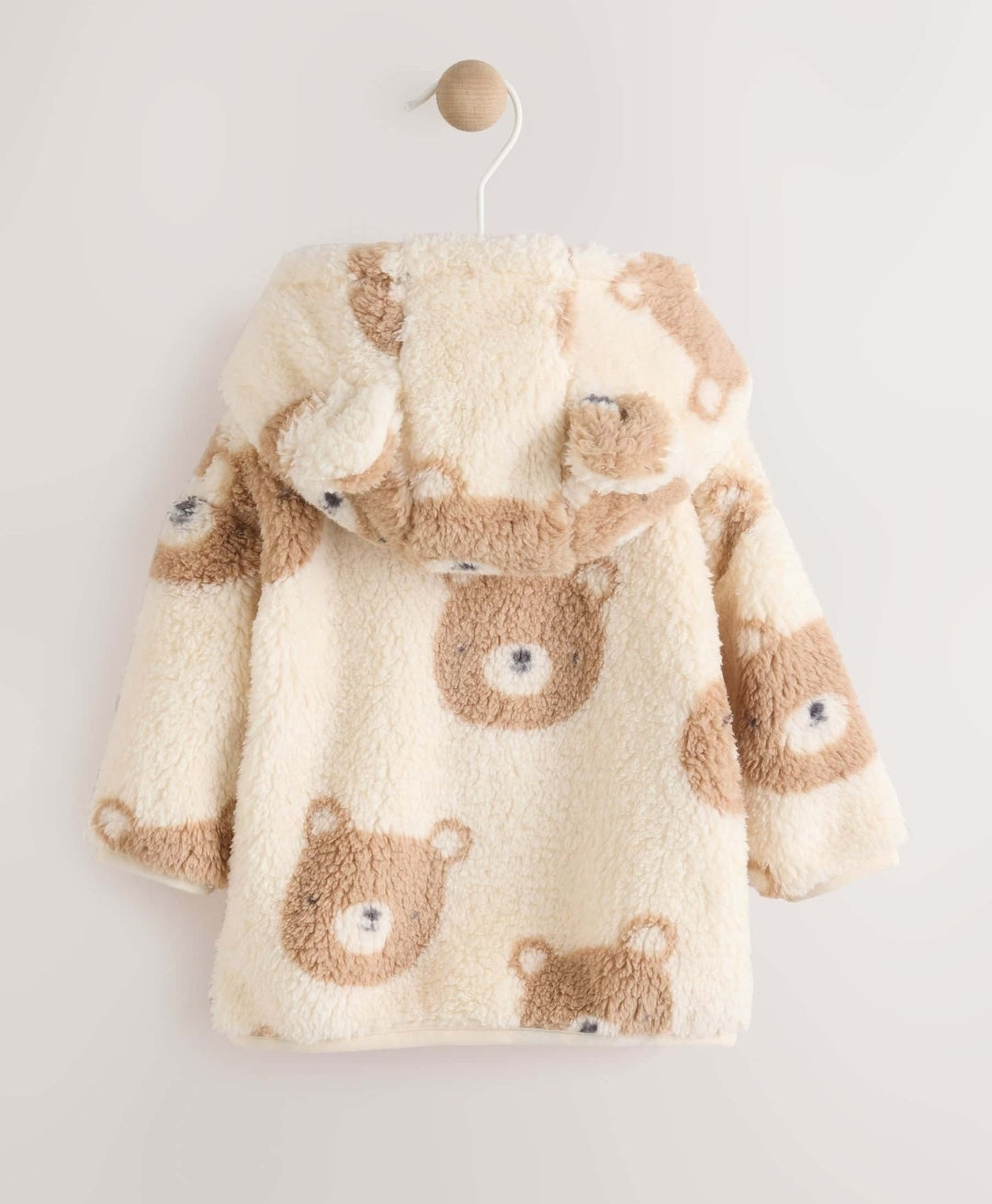Natural Bear Face Fleece Baby Zip Jacket