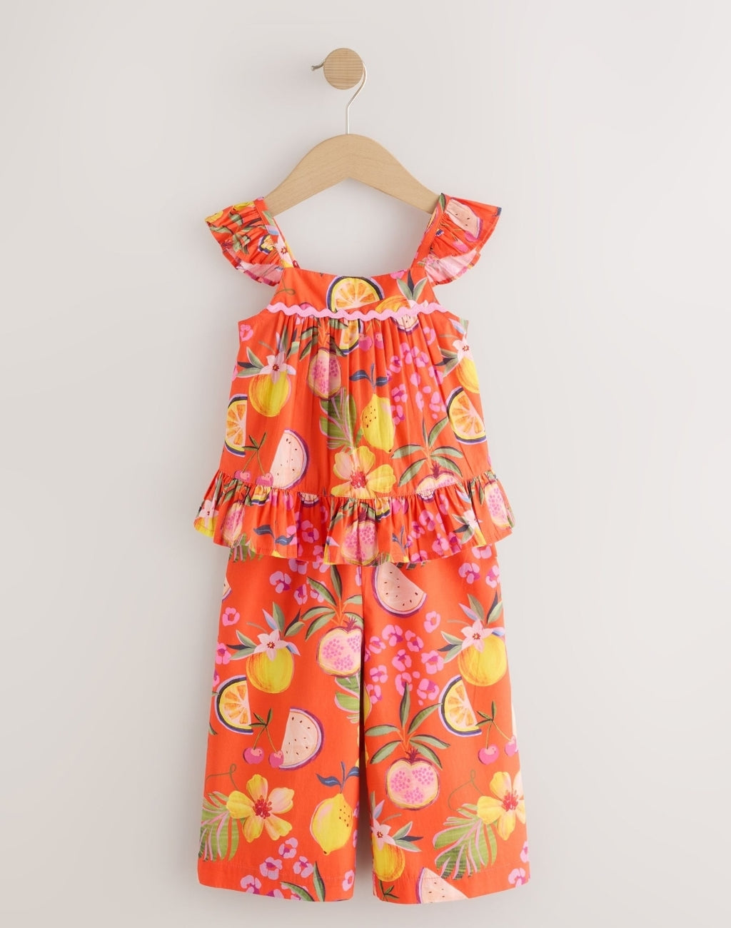 Orange Tropical Blouse And Trousers Co-ord Set