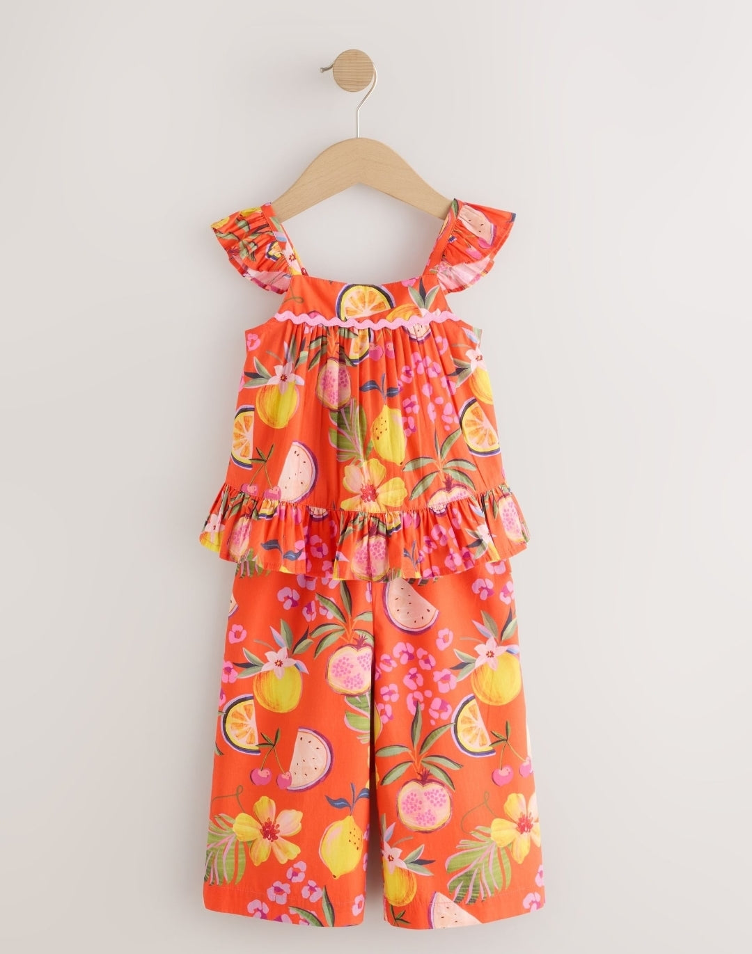 Orange Tropical Blouse And Trousers Co-ord Set