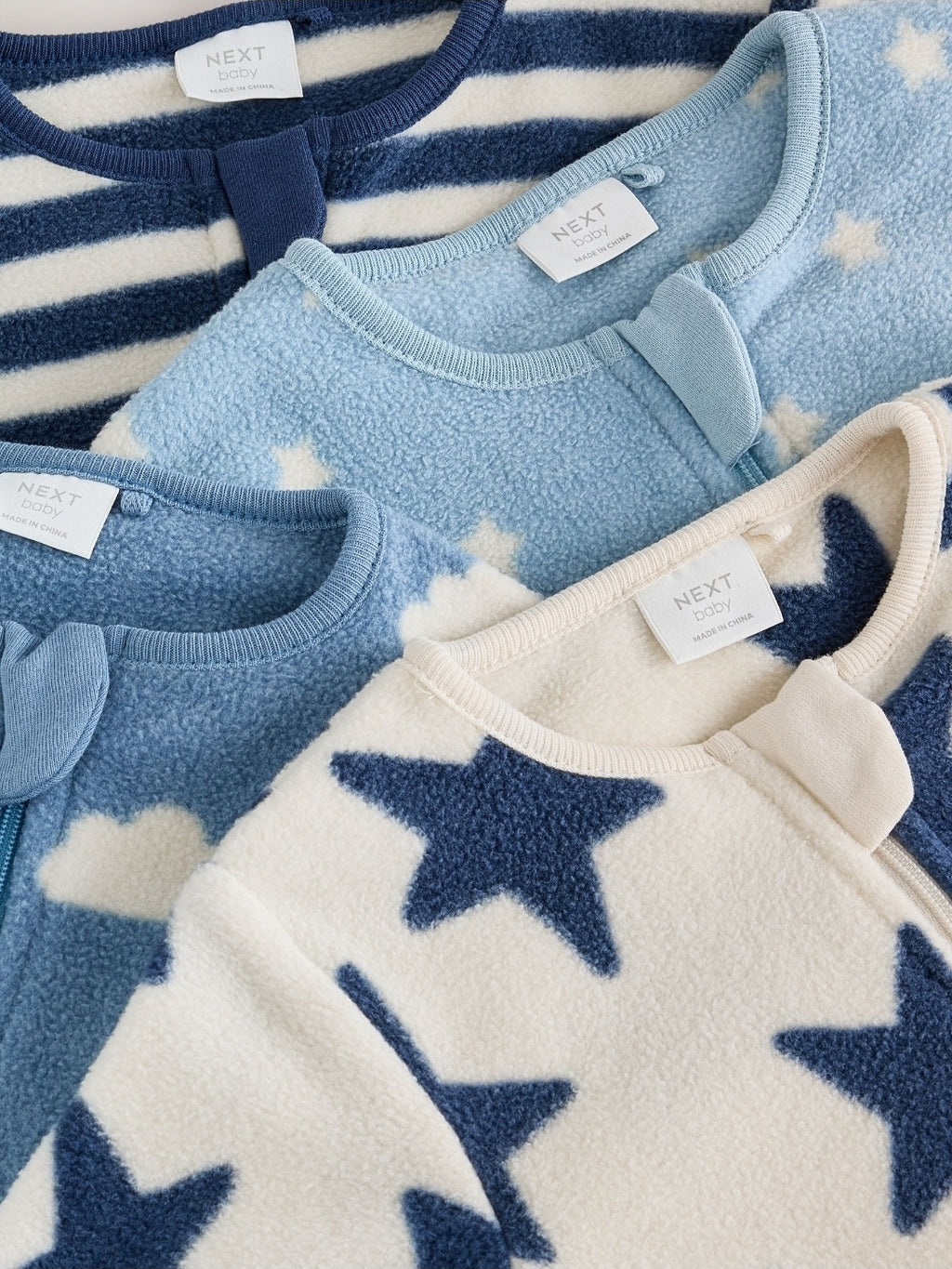 Blue Micro Fleece Two Way Zip
Baby Sleepsuits 4 Pack