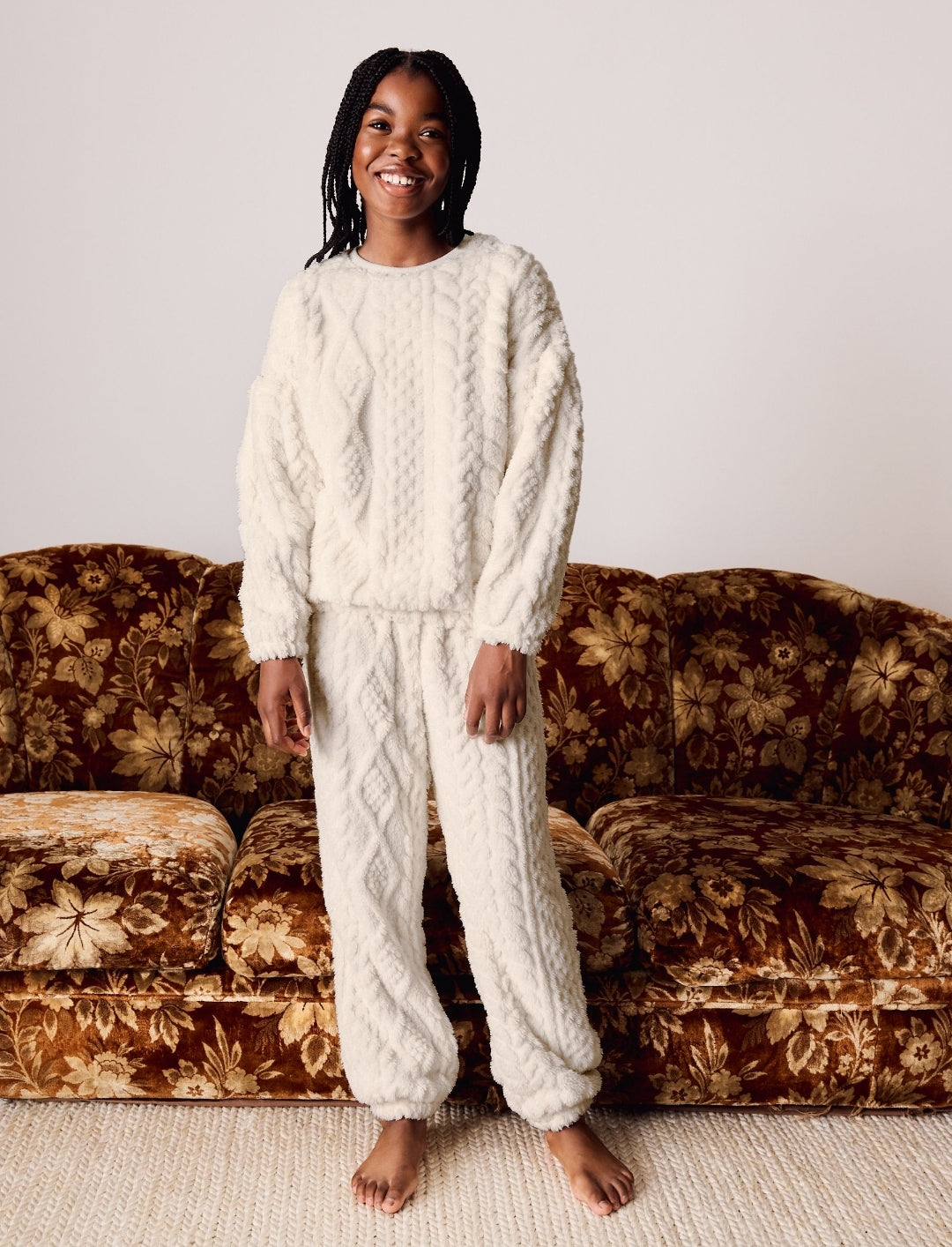 Ecru Cosy Fleece Pyjamas