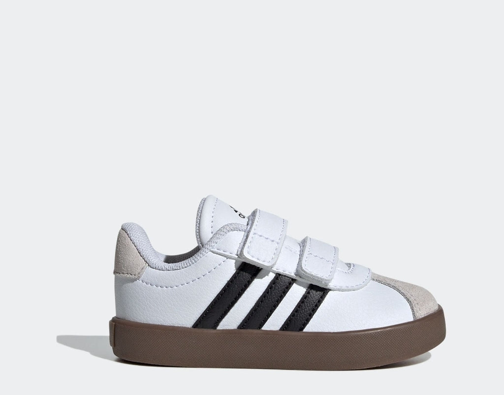 adidas White/Black VL Court 3.0 Hook and Loop Infant Trainers