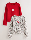 Red/Animal Ribbed Long Sleeve Tops 2 Pack