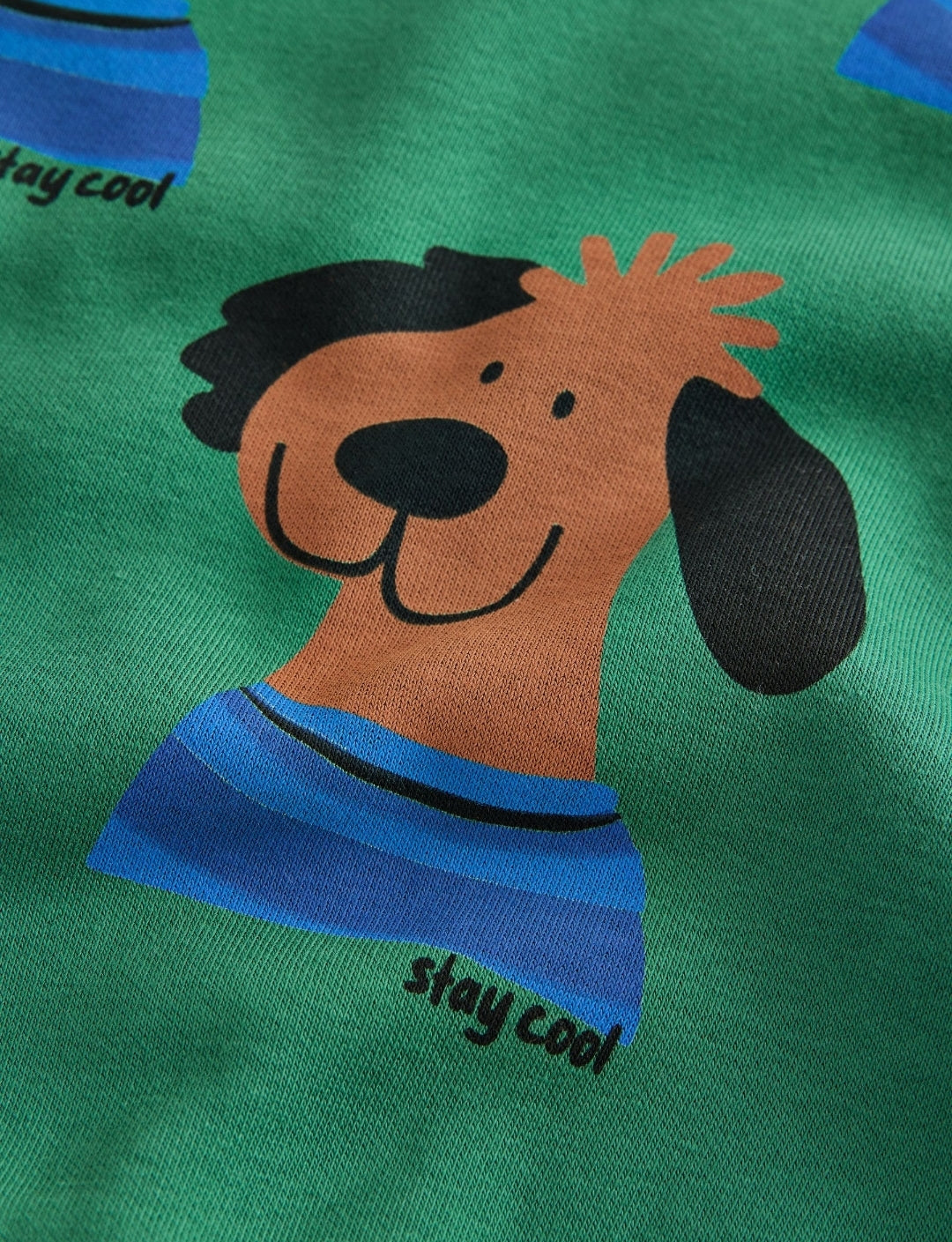 Green All Over Printed Crew Neck Sweat Top