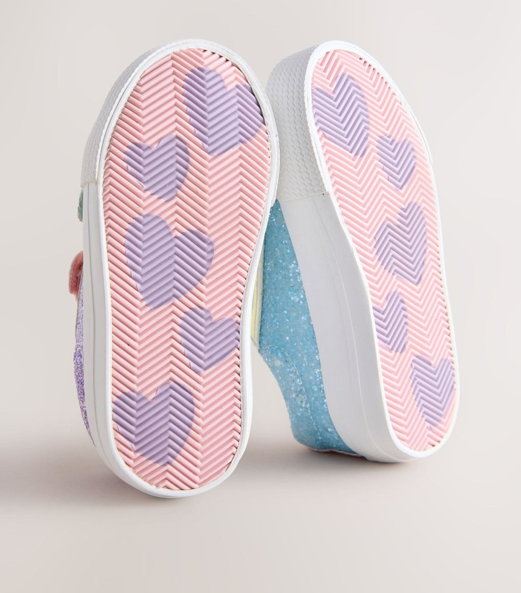 Multi Rainbow Glitter Standard Fit (F) Chunky Trainers With Touch Fa