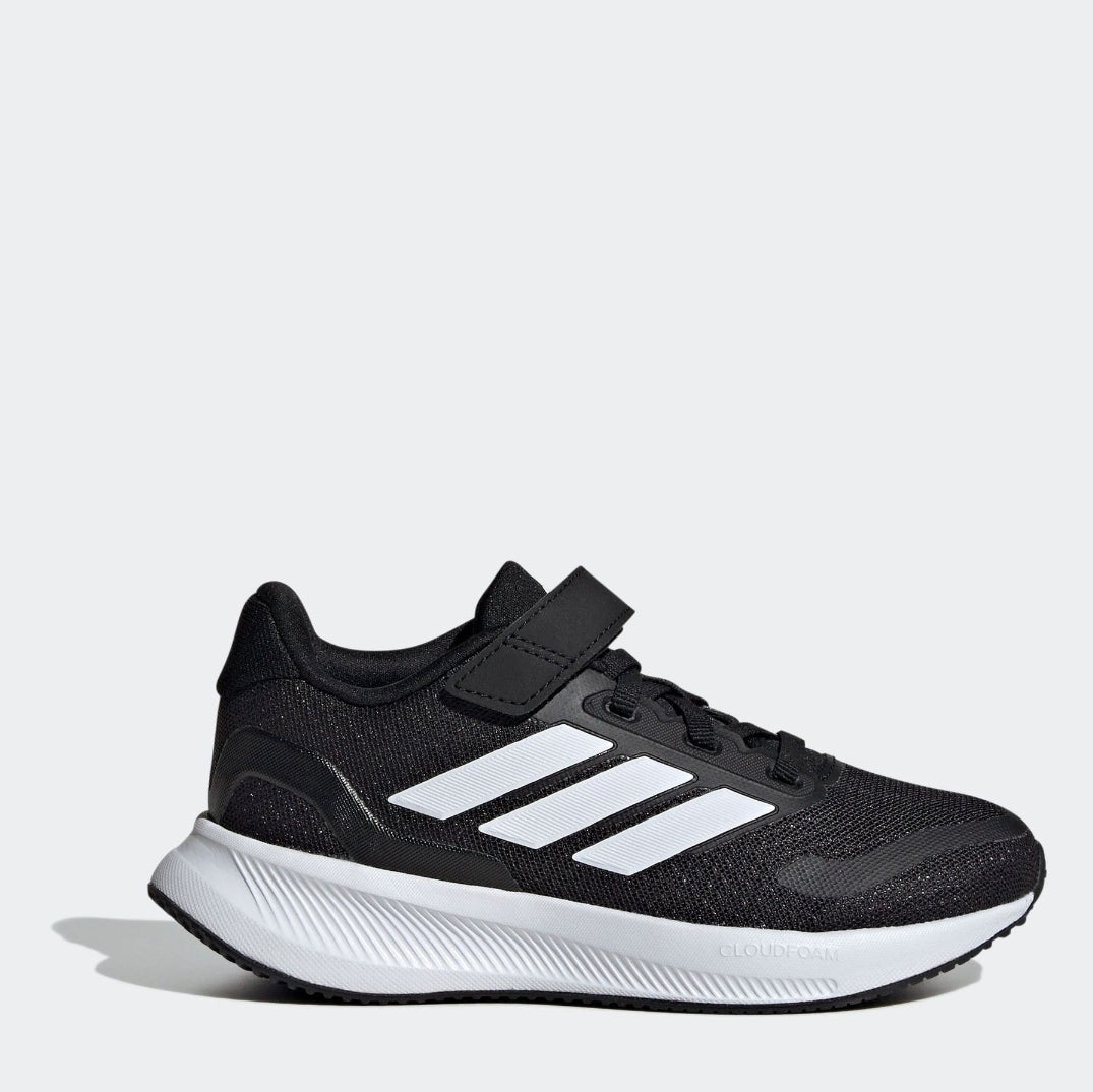 adidas Black/White Runfalcon 5 Elastic Lace Running Kids Trainers