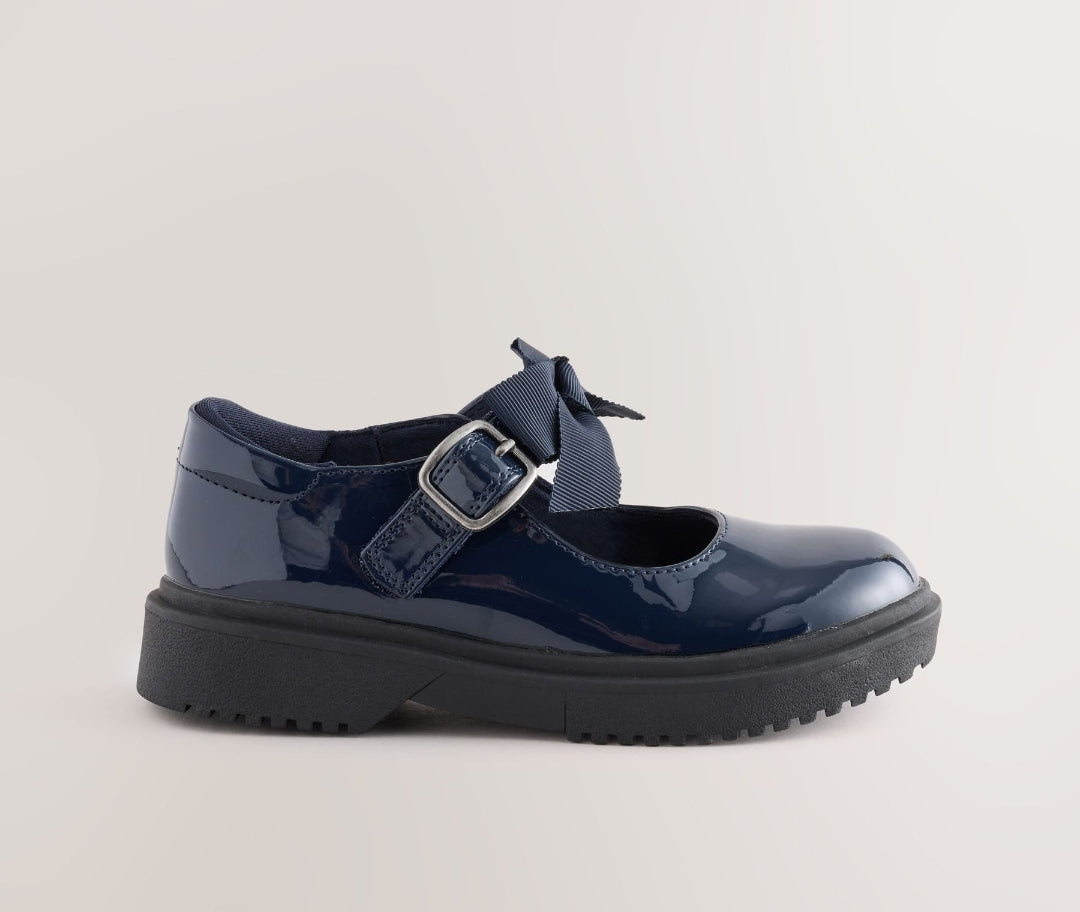 Navy Patent Wide Fit (G) Bow
Chunky Mary Jane School Shoes