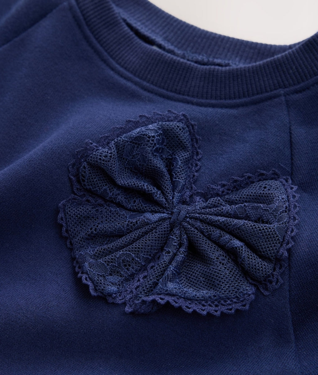 Navy Bow Long Sleeve Sweat Dress