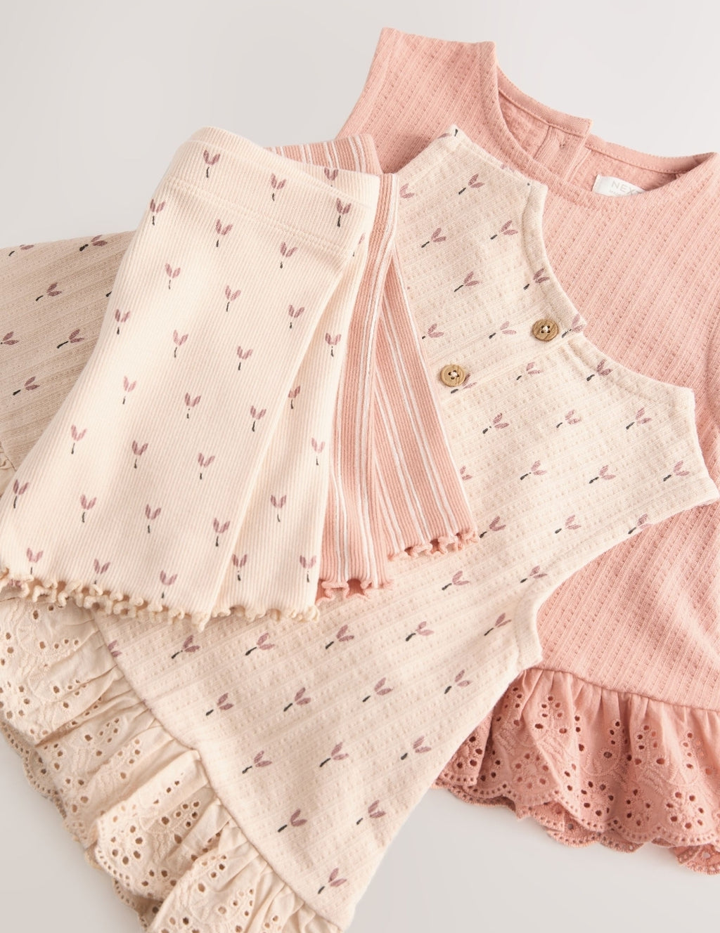 Neutral Ditsy Vest and Shorts Set 
2Pack